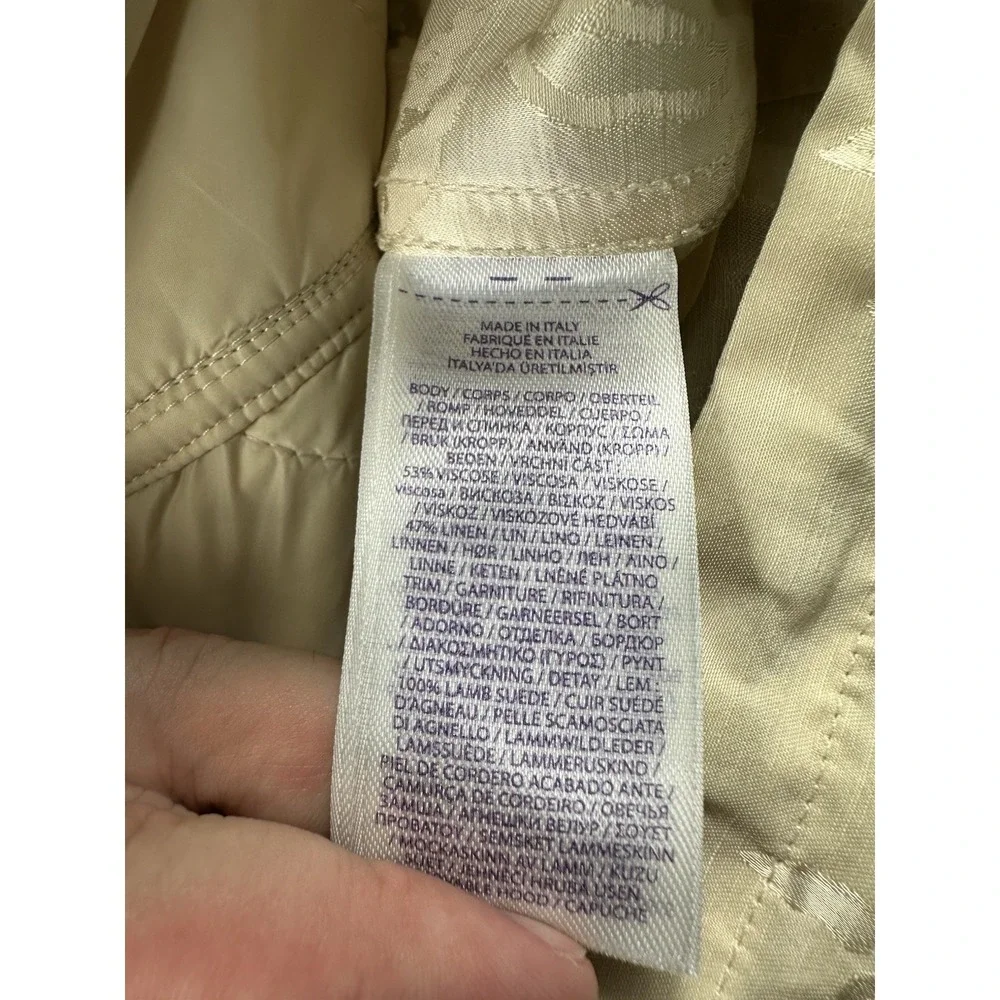 Ralph Lauren Purple Label Ivory Linen Blend Floral Hooded Padded Jacket SZ 4 NWT - Picture 12 of 14